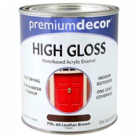 GENERAL PAINT Premium Dcor Waterborne Acrylic Enamel, Gloss Finish, Leather Brown, Quart - 796844